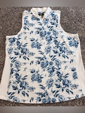 Waggle In- Bloom sleeveless polo razorback tank